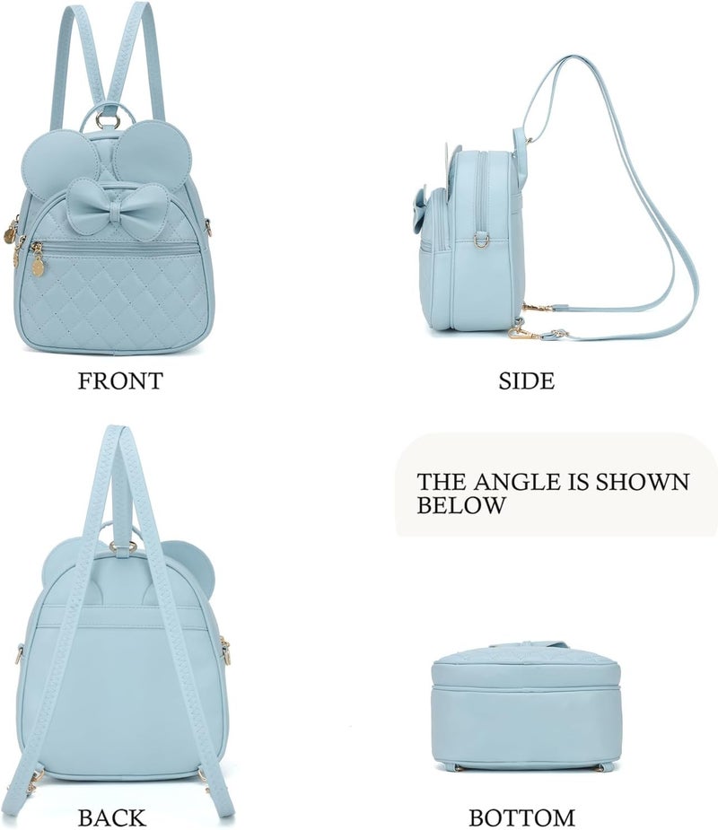 KL928 Girls Mini Backpack Bowknot Polka Dot Cute Small Daypacks Convertible Shoulder Bag Purse for Women - Image 3